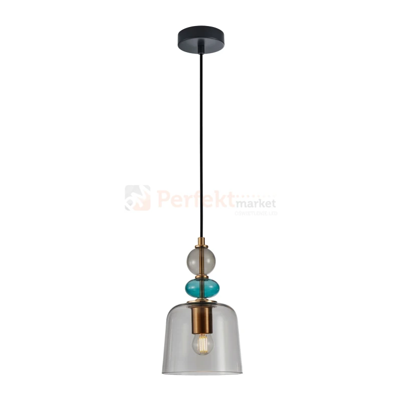 Lampa wisząca kolorowa szklany klosz vintage Namos PND-27092B-MC-BRO perfektmarket.webp