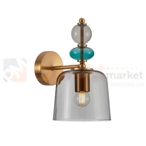 Kinkiet kolorowy vintage multikolor szklany klosz Namos WL-27092B-MC-BRO