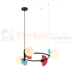Lampa wisząca multikolor szklane klosze na kole NAUTI PND-37482-4R-MLTI