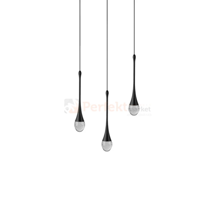 Lampa wisząca czarne łezki DALMA 3 round Azzardo detail AZ6009.webp