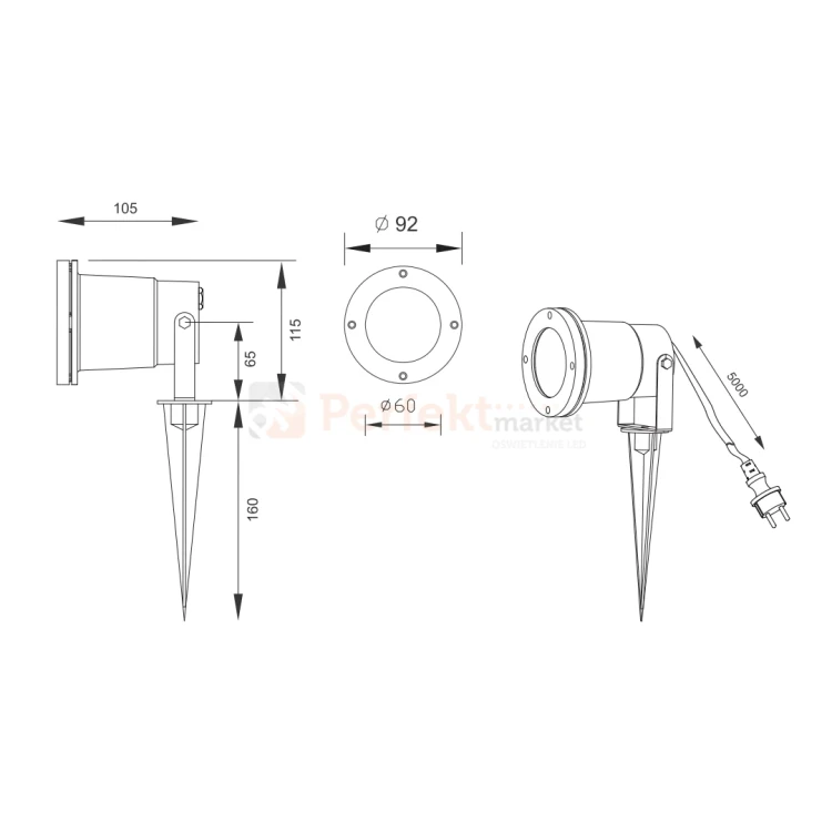 Lampa ogrodowa reflektor wbijany punktowy antracyt Trio UBANGI perfektmarket wymiary.webp