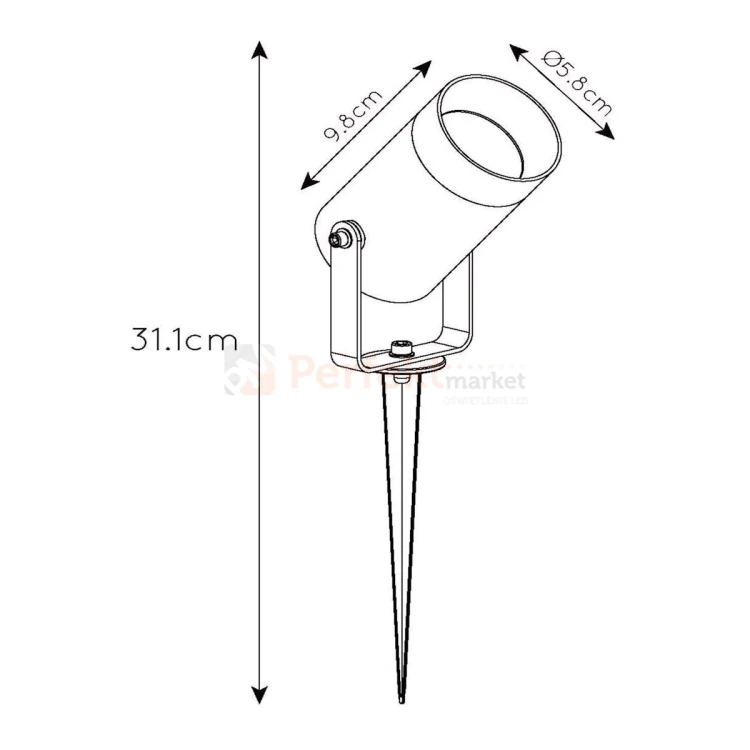Lampa ogrodowa reflektor wbijany punktowy czarny GU10 TAYLOR Lucide wymiary perfektmarket.webp
