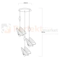 Nowoczesna lampa wisząca motyle złota Mariposa 3xLED CCT LP-1715 3P wymiary perfektmarket.webp