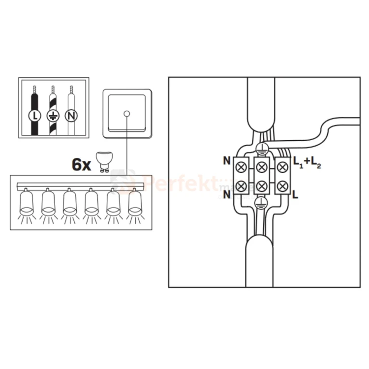 Listwa ścienno-sufitowa 6xGU10 TURYN czarna  324740 goldlux podłączenie 1 perfektmarket.webp