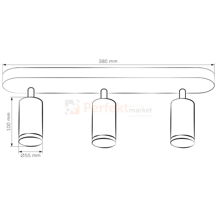 Listwa ścienno-sufitowa 3 xGU10 TURYN czarna 324726 goldlux wymiary perfektmarket.webp