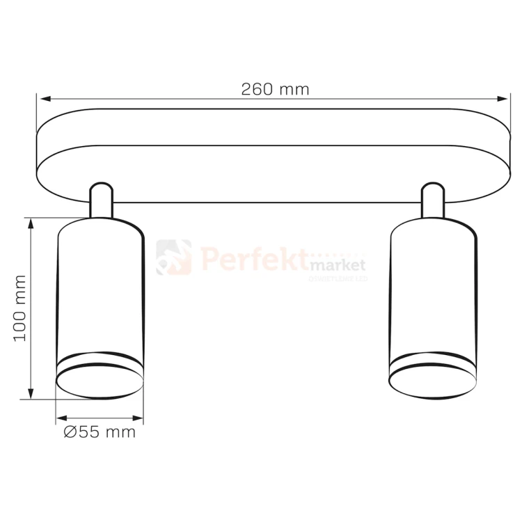 Listwa ścienno-sufitowa 2 xGU10 TURYN czarna 324726 goldlux wymiary perfektmarket.webp