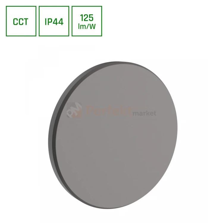 Kinkiet ścienny PIATTA CCT IP44 zewnętrzny elewacyjny IP44 9W szary perfektmarket.webp