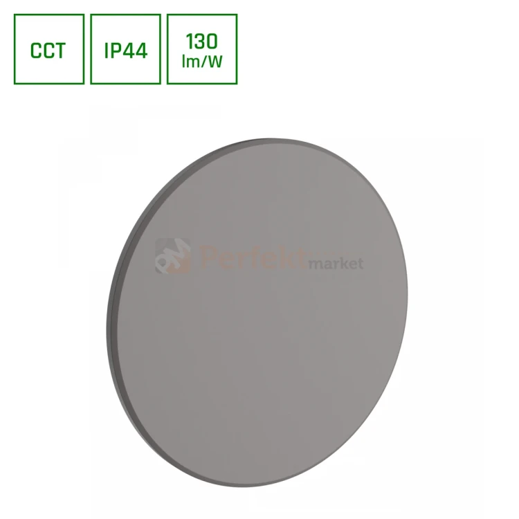 Kinkiet ścienny PIATTA CCT IP44 zewnętrzny elewacyjny IP44 18W szary perfektmarket.webp