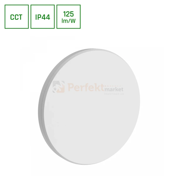 Kinkiet ścienny PIATTA CCT IP44 zewnętrzny elewacyjny IP44 9W biały perfektmarket.webp