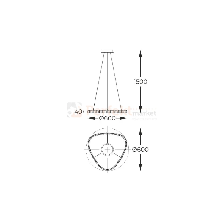 Lampa wisząca złota glamour ATHESA kryształ CCT 26W Zuma Line MD3169-1-3GT wymiary perfektmarket.webp