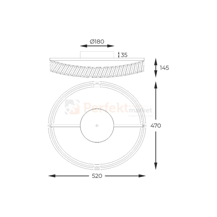 Lampa sufitowa glamour złota LED GANO kryształ MX3317-1-3GT Zuma Line wymiary perfektmarket.webp
