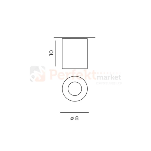 oprawa sufitowa tuba łazienkowa ARO IP54 Azzardo wymiary perfektmarket.webp