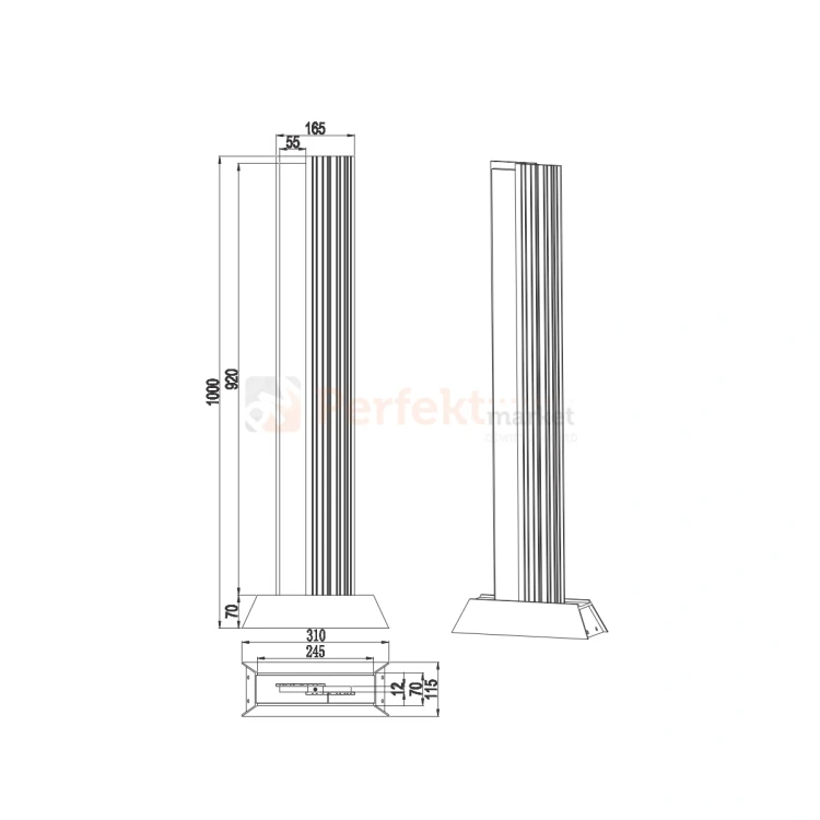 Lampa ogrodowa stojąca MARIZA antracyt słupek LED 100 cm TRIO 447060142 wymiary perfektmarket.webp