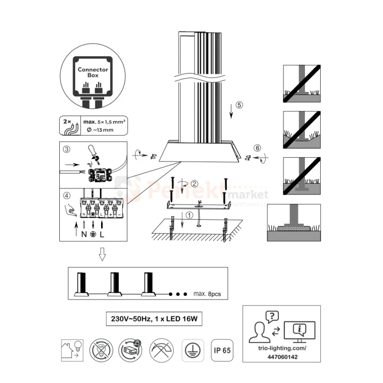Lampa ogrodowa stojąca MARIZA antracyt słupek LED 100 cm TRIO 447060142 montaż perfektmarket.webp