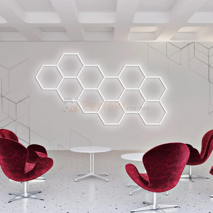Lampa hexagon LED Geometric System 3 lampa detailingowa LED LP-0109 3C 4K aranżacja 2 perfekmarket.webp
