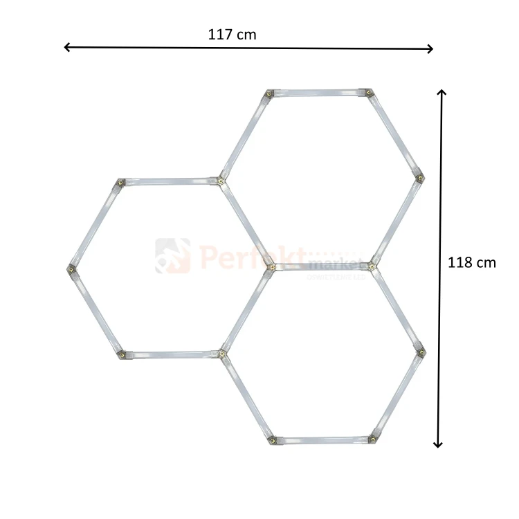 Lampa hexagon LED Geometric System 3 lampa detailingowa LED LP-0109 3C 4K 3 wymiary perfekmarket.webp
