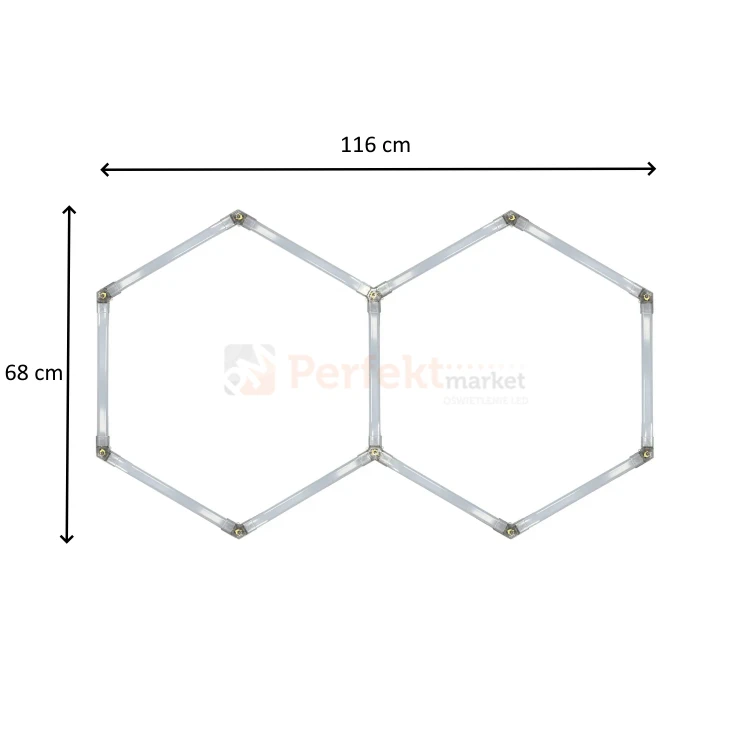 Lampa hexagon LED Geometric System 2 lampa detailingowa LED LP-0109 2C 4K 2 wymiary perfekmarket.webp