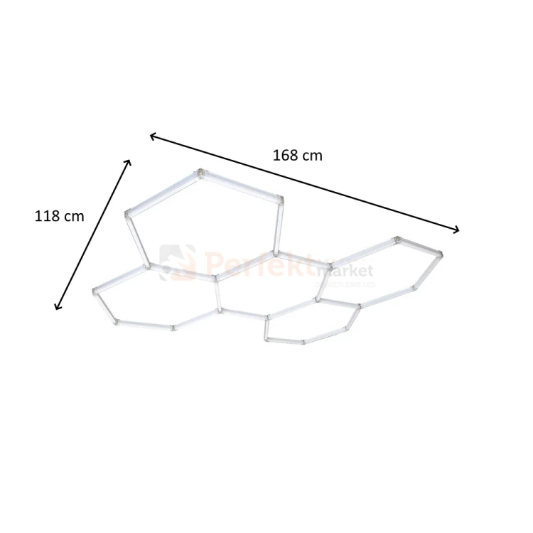 Lampa hexagon LED Geometric System 5 lampa detailingowa LED LP-0109 5C 4K wymiary 2 perfekmarket.webp