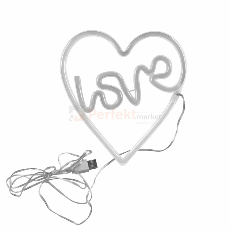 Neon LED lampa ścienna kinkiet NEON serce LOVE USB A AAA 1 perfektmarket.webp