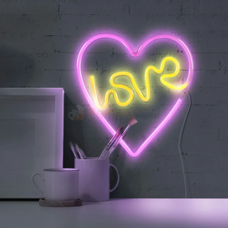 Neon LED lampa ścienna kinkiet NEON serce LOVE USB A AAA 2 perfektmarket.webp