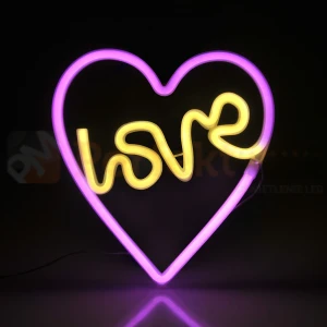 Neon LED lampa ścienna kinkiet NEON serce LOVE USB A AA