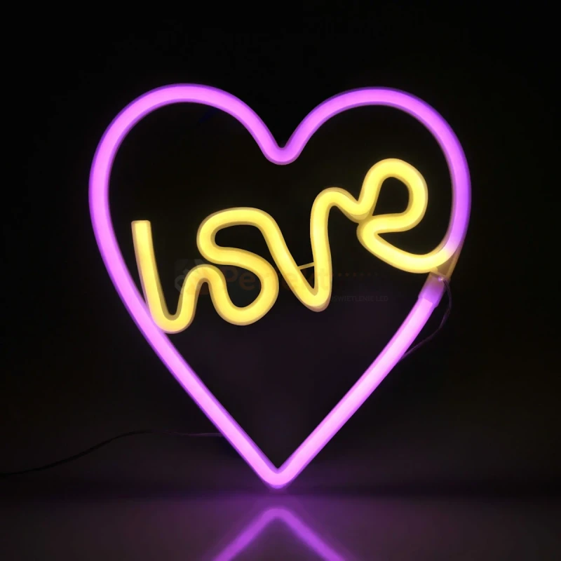 Neon LED lampa ścienna kinkiet NEON serce LOVE USB A AAA wymiary perfektmarket.webp