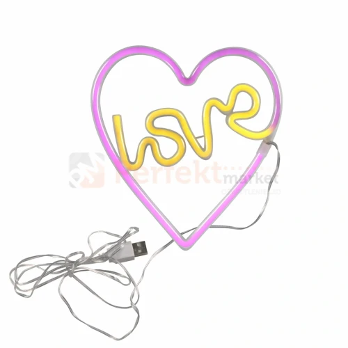 Neon LED lampa ścienna kinkiet NEON serce LOVE USB A AAA perfektmarket.webp