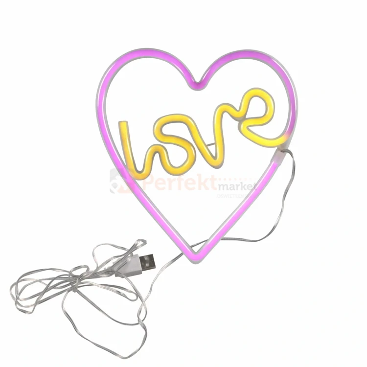 Neon LED lampa ścienna kinkiet NEON serce LOVE USB A AAA perfektmarket.webp