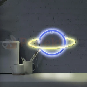 Neon LED lampa ścienna kinkiet NEON planeta USB A AA