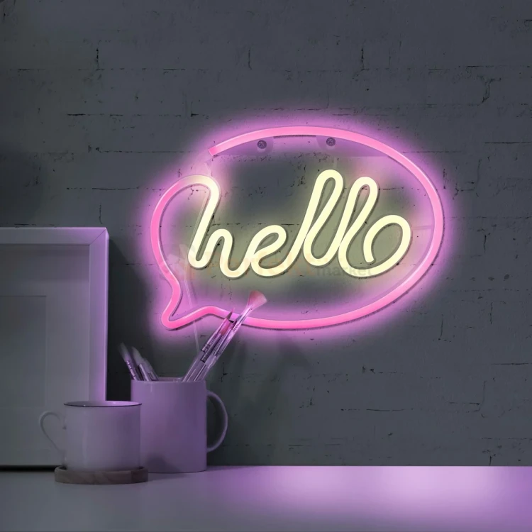 Neon LED lampa ścienna kinkiet NEON  HELLO USB A AA 2 perfektmarket.webp
