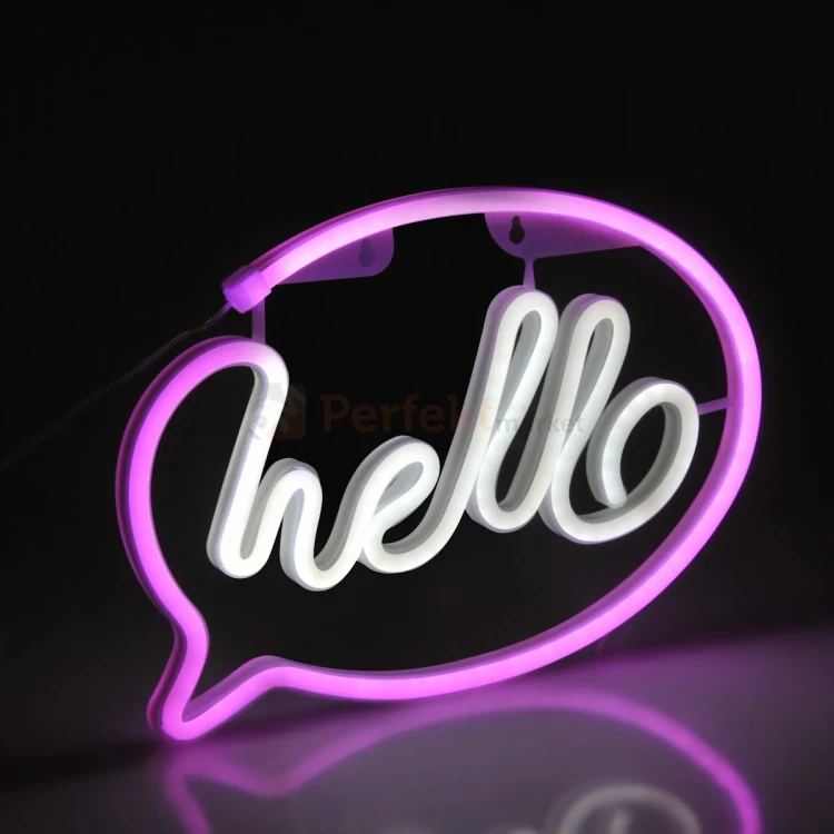Neon LED lampa ścienna kinkiet NEON  HELLO USB A AA 3 perfektmarket.webp