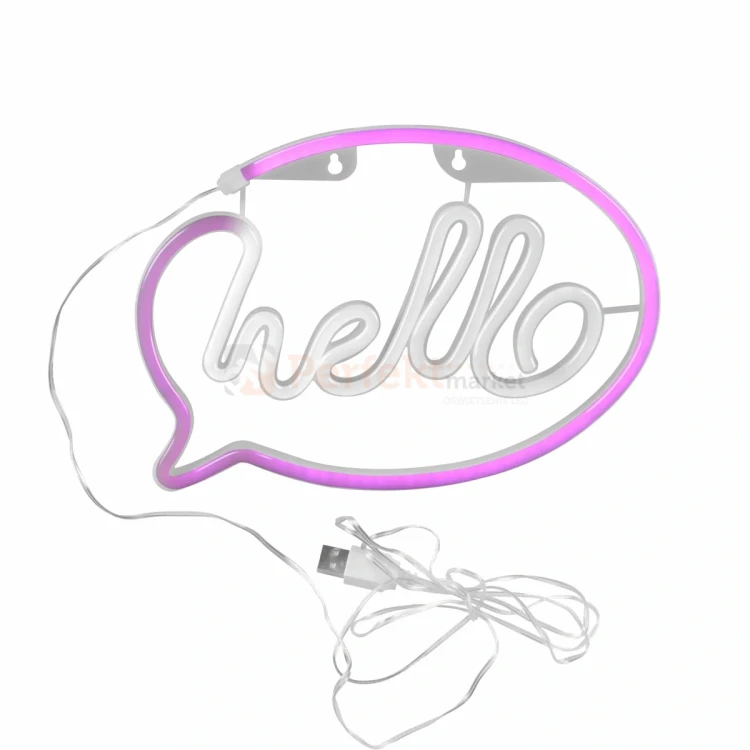 Neon LED lampa ścienna kinkiet NEON  HELLO USB A AA perfektmarket.webp