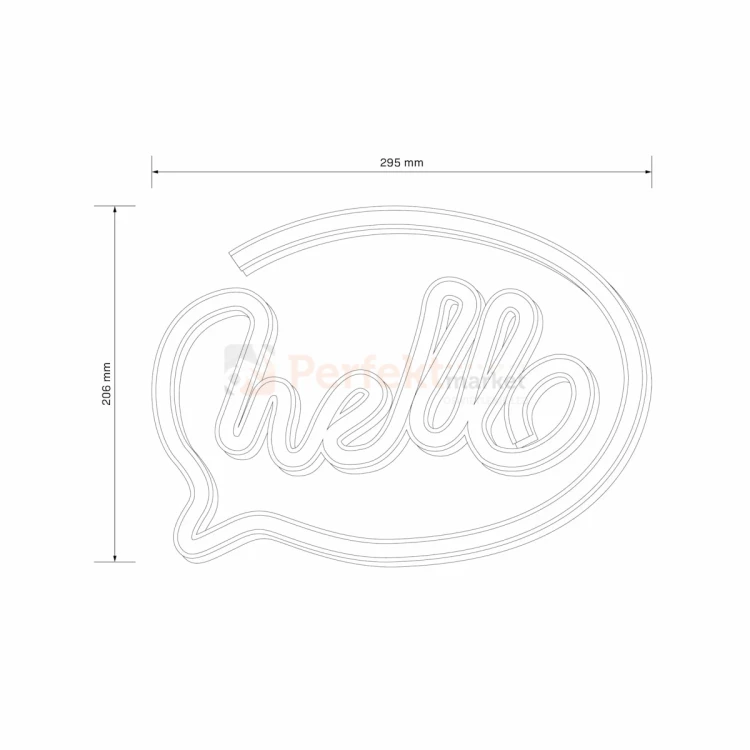 Neon LED lampa ścienna kinkiet NEON  HELLO USB A AA wymiary perfektmarket.webp