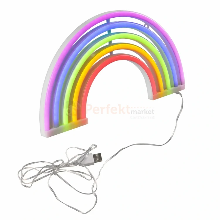 Neon LED lampa ścienna kinkiet NEON  TĘCZA USB A AA perfektmarket.webp