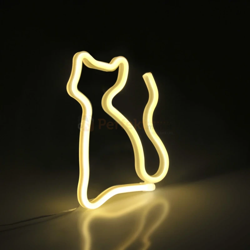 Neon LED lampa ścienna kinkiet NEON KOT USB A AA wymiary perfektmarket.webp