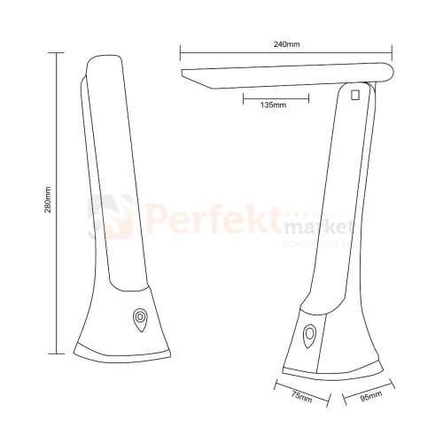 Lampka biurkowa LED czarna CCT SM-612-BL Zuma Line wymiary perfektmarket.webp