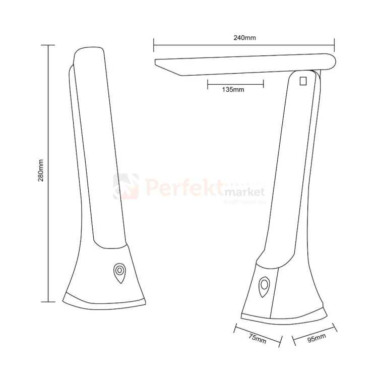 Lampka biurkowa LED czarna CCT SM-612-BL Zuma Line wymiary perfektmarket.webp