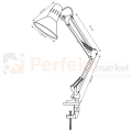 Lampka biurkowa WORKER kreślarska czarna E27 325150 wymiary perfektmarket.webp