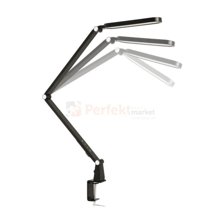 Lampa biurkowa mocna kreślarska czarna z uchwytem do blatu EPSILON CCT 800lm perfektmarket.webp