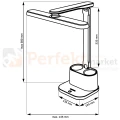 Lampka biurkowa BARI LED biała z organizerem 4000K dimm wymiary perfektmarket.webp