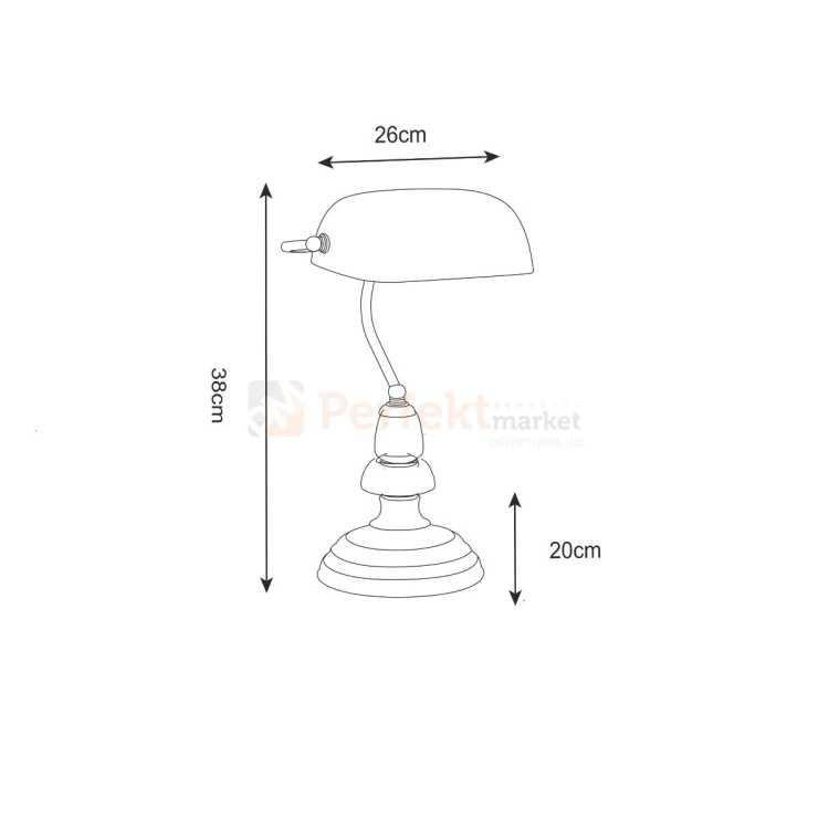 Lampa biurkowa bankierska zielona EDES T110810 wymiary perfektmarket.webp