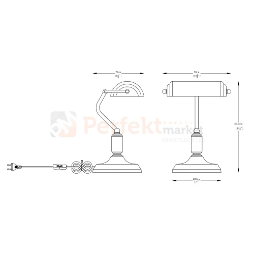 Lampa biurkowa bankierska czarno złota ROMA A2048-BK size perfektmarket.webp