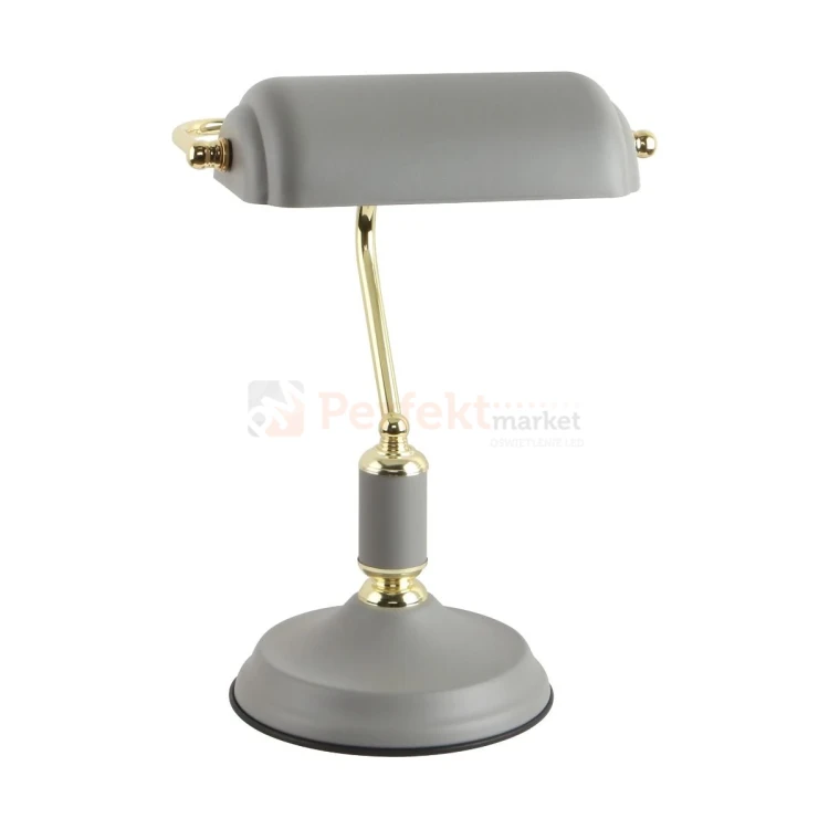 Lampa biurkowa bankierska szaro złota ROMA A2048-GR perfektmarket.webp