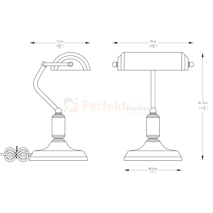 Lampa biurkowa bankierska mosiądz ROMA A2048-GLD sie perfektmarket.webp