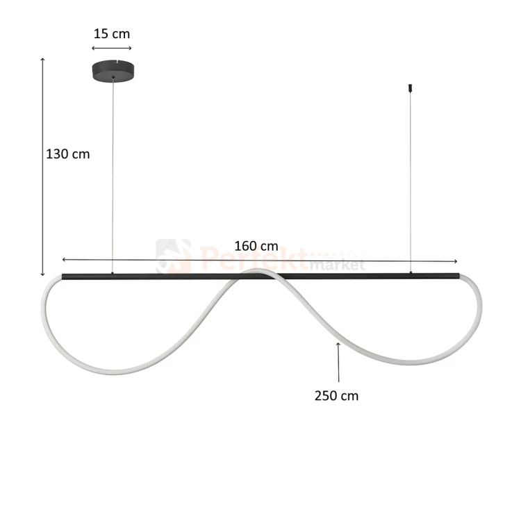 Lampa wisząca LED Meleca M 1xLED LP-2345 1P M czarna CCT wymiary perfektmarket.webp