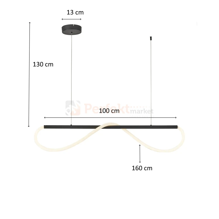 Lampa wisząca LED do salonu czarna 100 cm Meleca M 1xLED LP-2345 1P S  BK  CCT wymiary perfektmarket olsztyn.webp