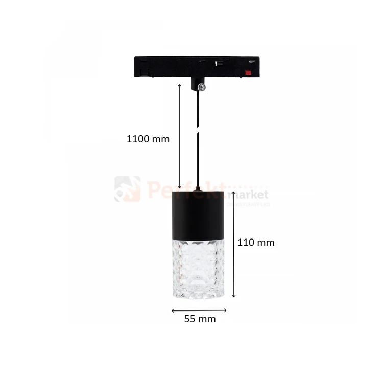 System magnetyczny SHIFT lampa wisząca tuba HANGIT CRISTAL BASIC 48V wymiary perfektmarket.webp