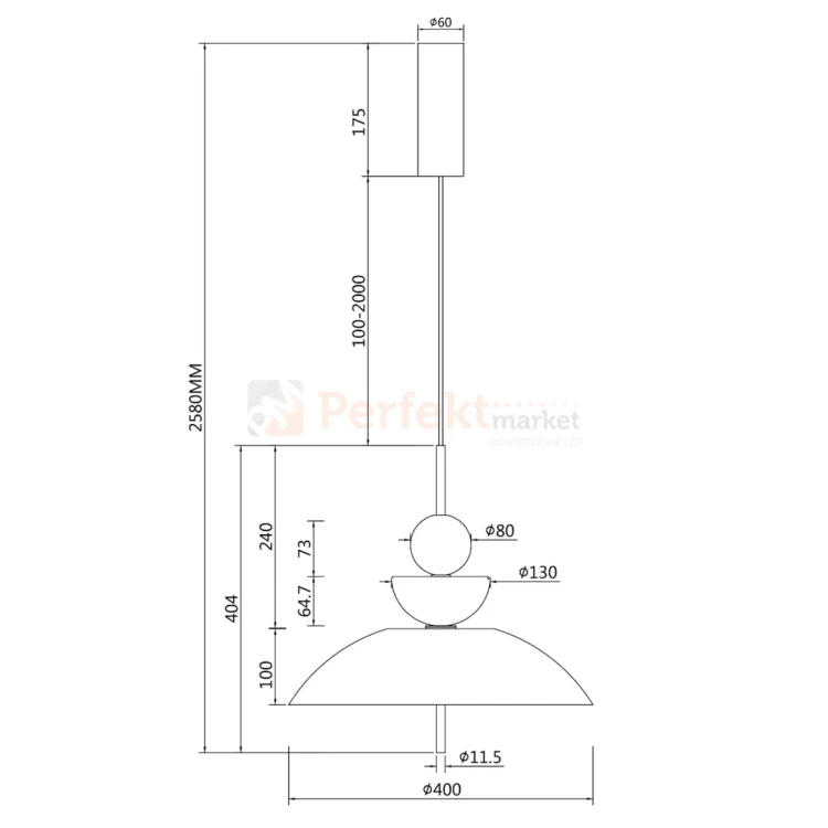 Lampa wisząca designerska Maytoni Bangkok szkło dymione MOD185PL-L11B3K3 wymiary perfektmarket.webp