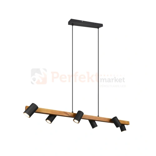 Lampa wisząca TRIO MARLEY na listwie drewno 6xGU10 czarne reflektorki 2 perfektmarket.webp