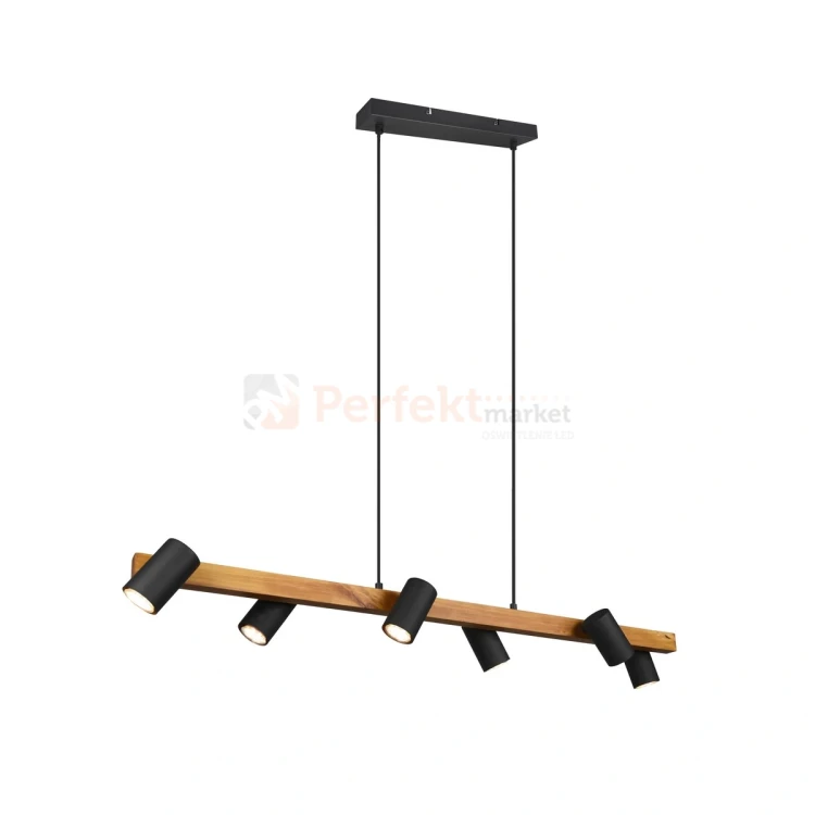 Lampa wisząca TRIO MARLEY na listwie drewno 6xGU10 czarne reflektorki 2 perfektmarket.webp